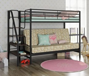 Кровать двухъярусная с диваном "Мадлен-3" (Гобелен Пифагор) Черный в Добрянке - dobryanka.mebel-74.com | фото