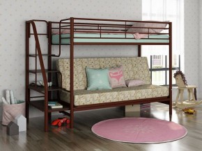 Кровать двухъярусная с диваном "Мадлен-3" (Гобелен Пифагор) Коричневый в Добрянке - dobryanka.mebel-74.com | фото